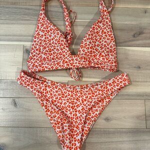 Red Leopard Print Bikini Set